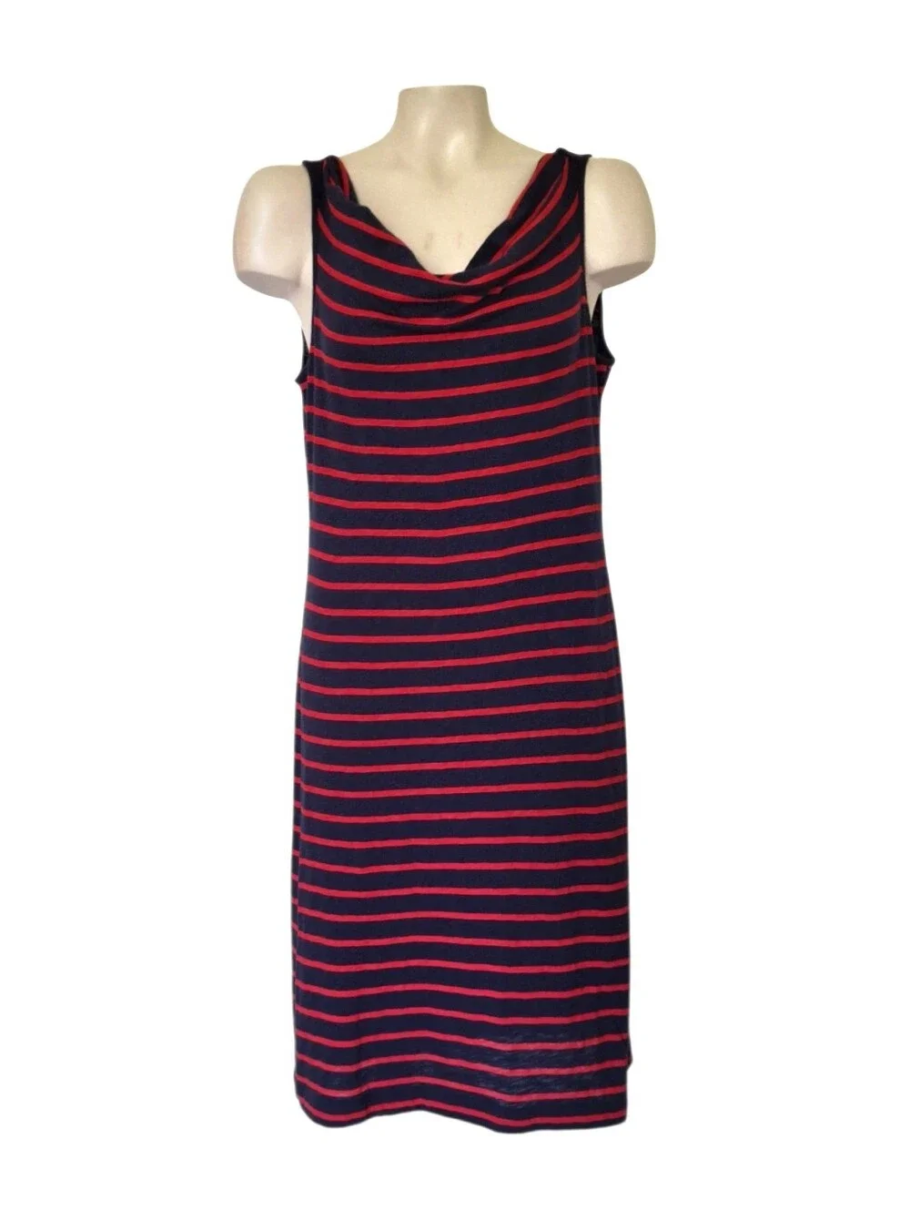 Eddie Bauer Outdoor 100% Cotton Striped Sleeveless Dress Women's Medium Navy Red